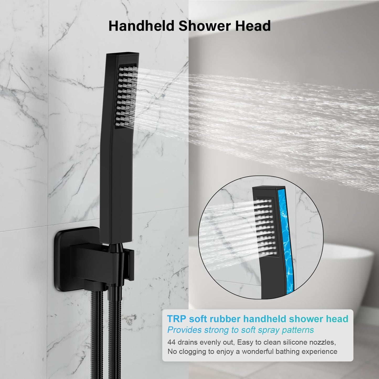 Black Shower Faucet Set - 10"