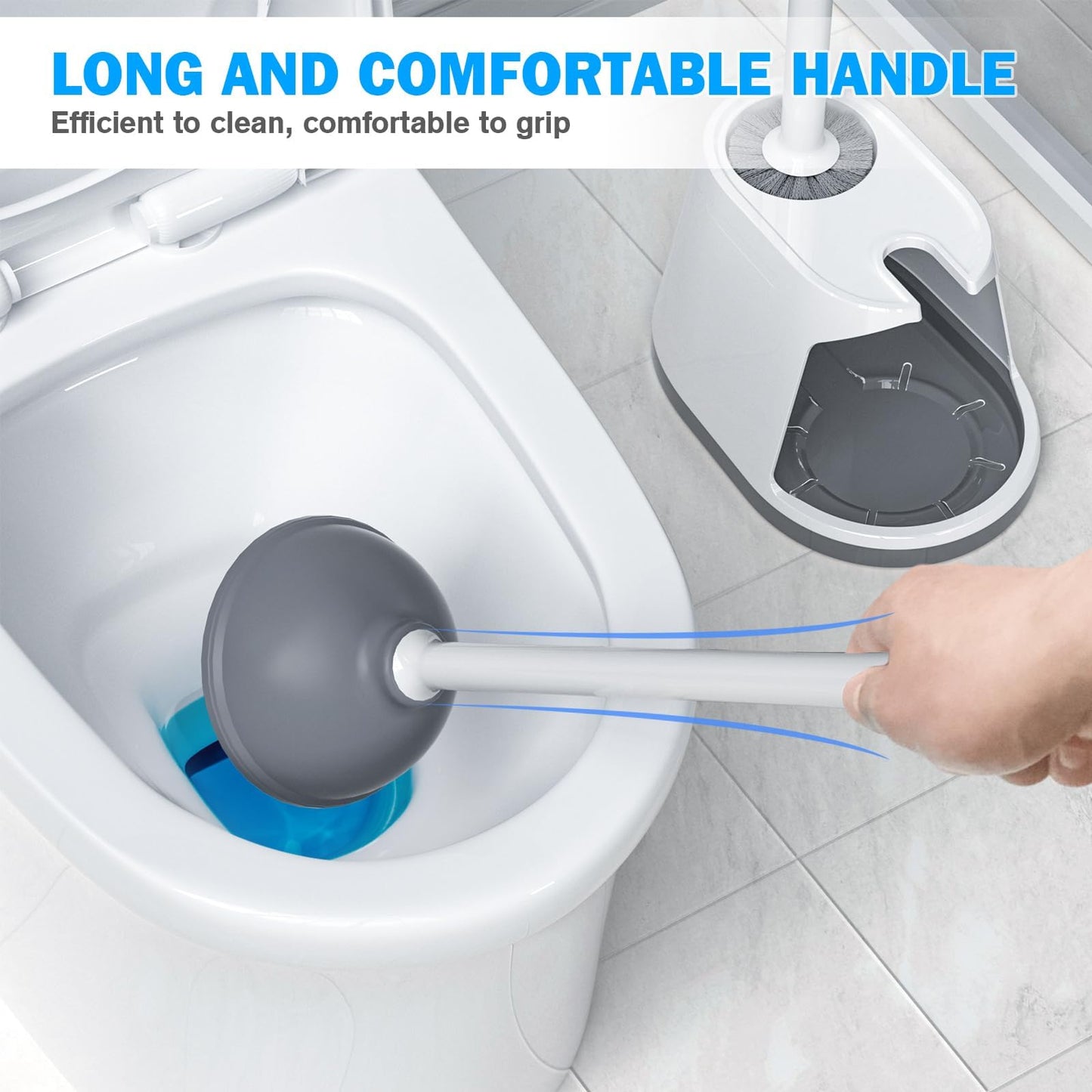 Toilet Cleaner Set – White & Grey