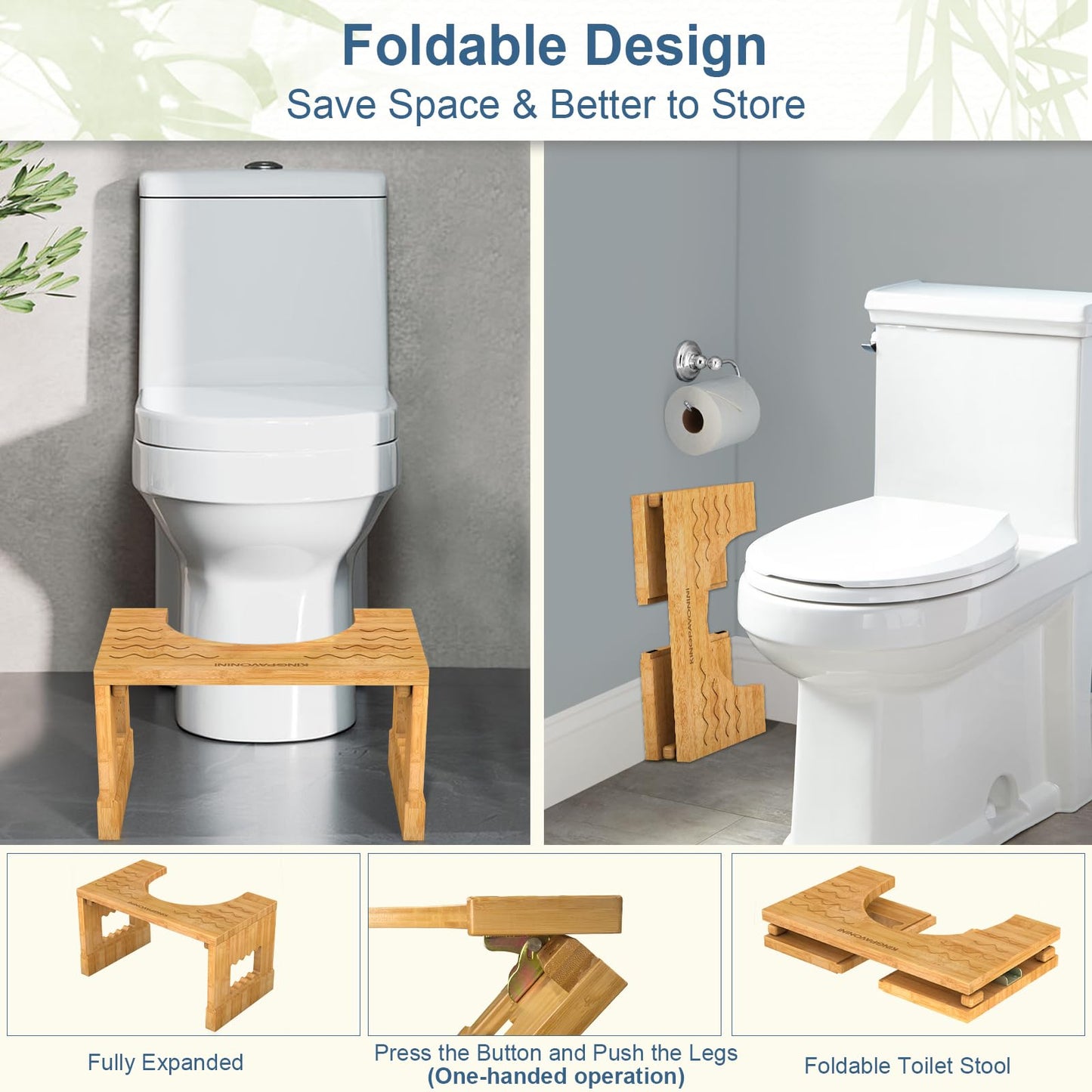 Adjustable Bamboo Toilet Stool – 7"/9"