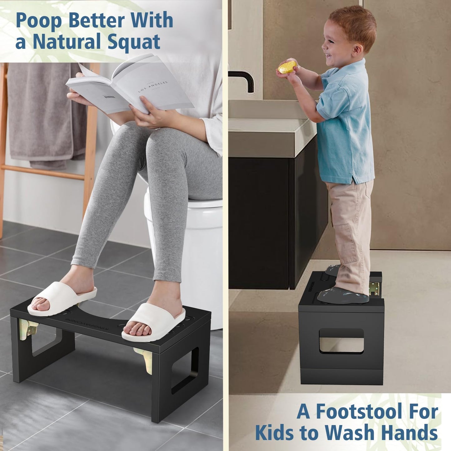 Adjustable Bamboo Toilet Stool – 7"/9"