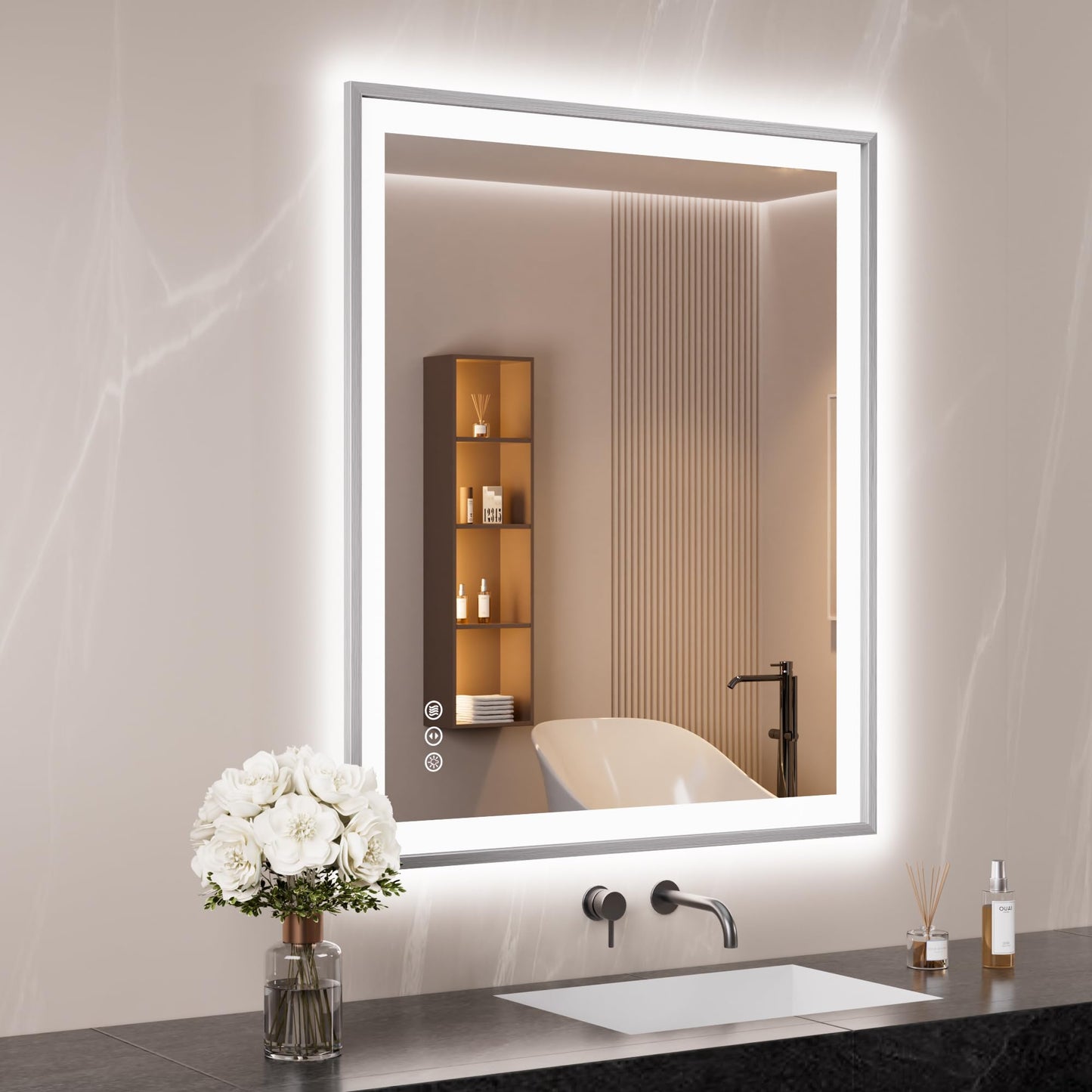 72x32 Gold LED Bathroom Mirror
