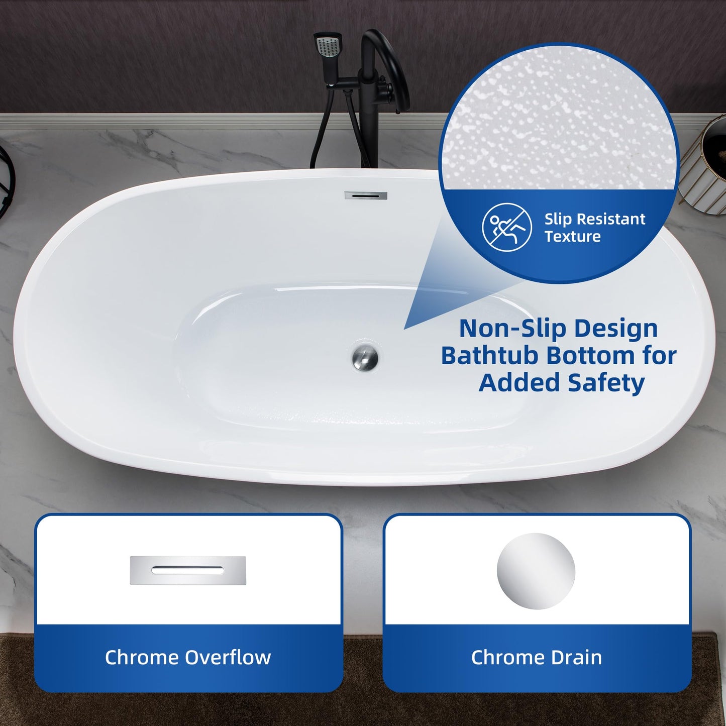 59" WOODBRIDGE Tub - White
