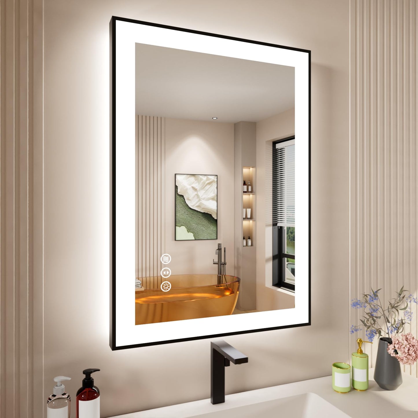 72x32 Gold LED Bathroom Mirror