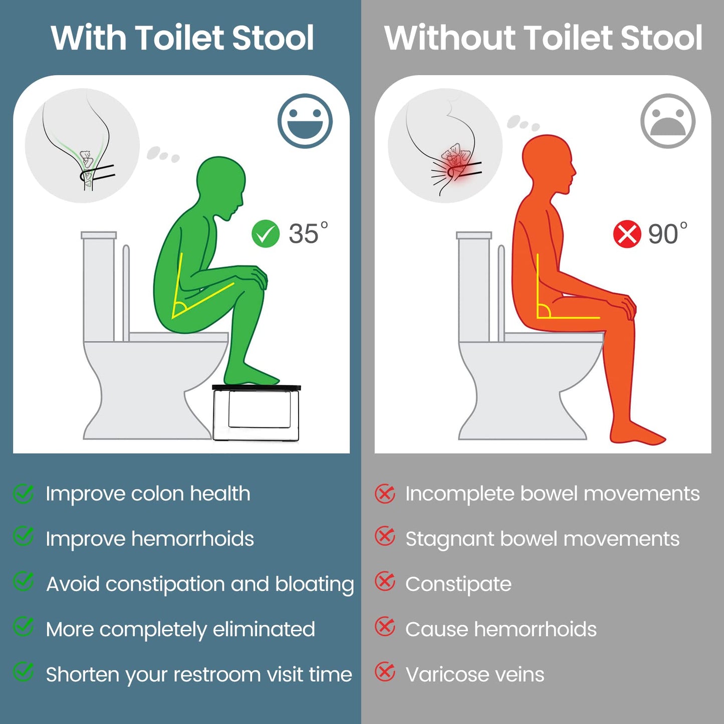 Black Bamboo Toilet Stool – Anti-Slip