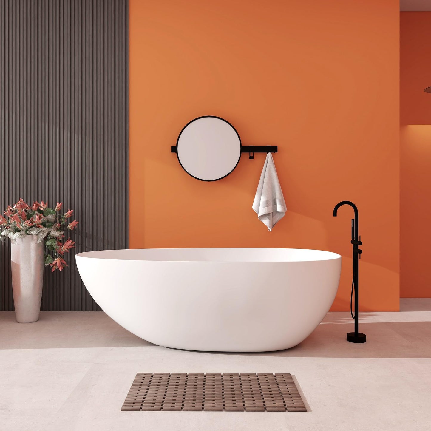 65" Solid Surface Tub - Cream