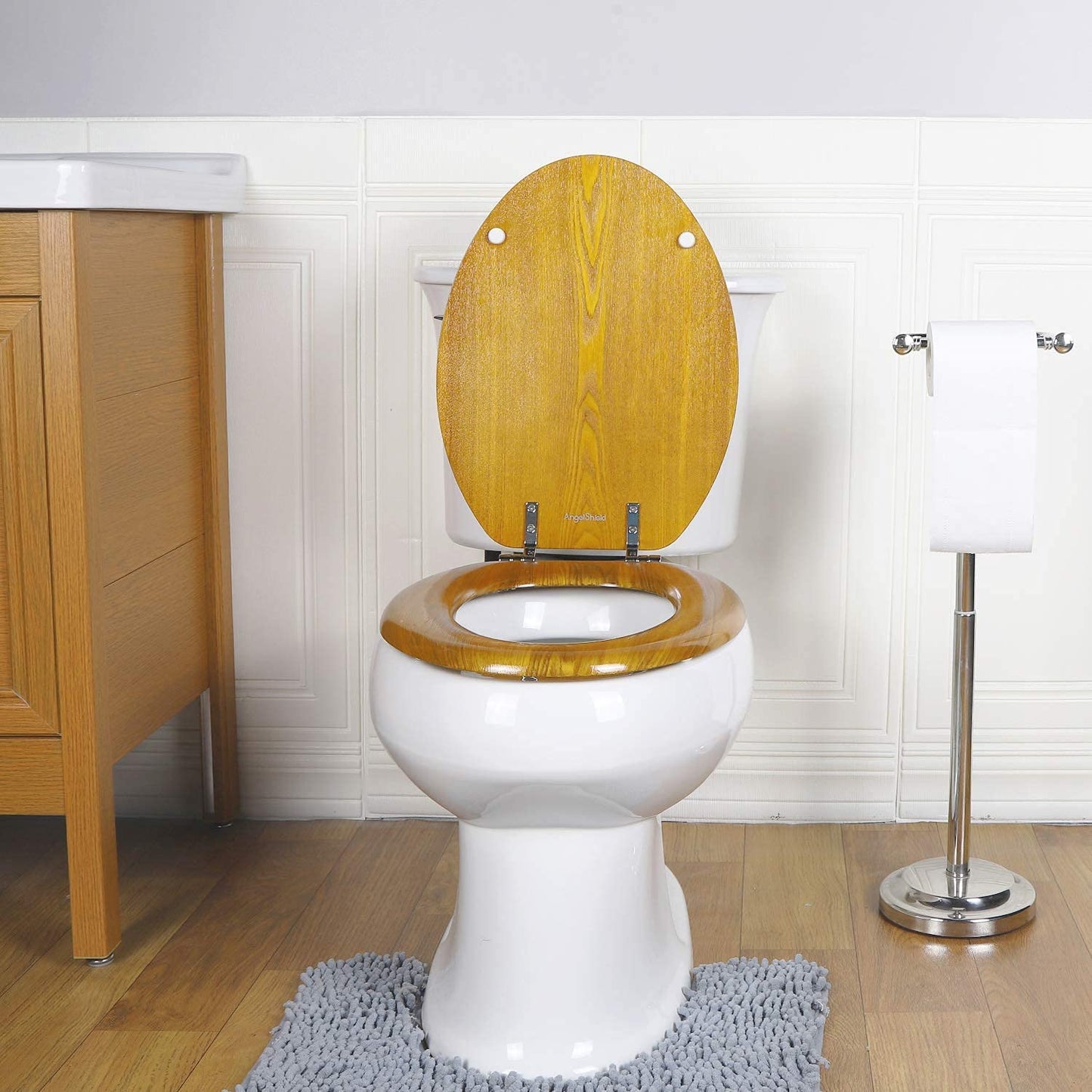 Angel Shield Wood Toilet Seat