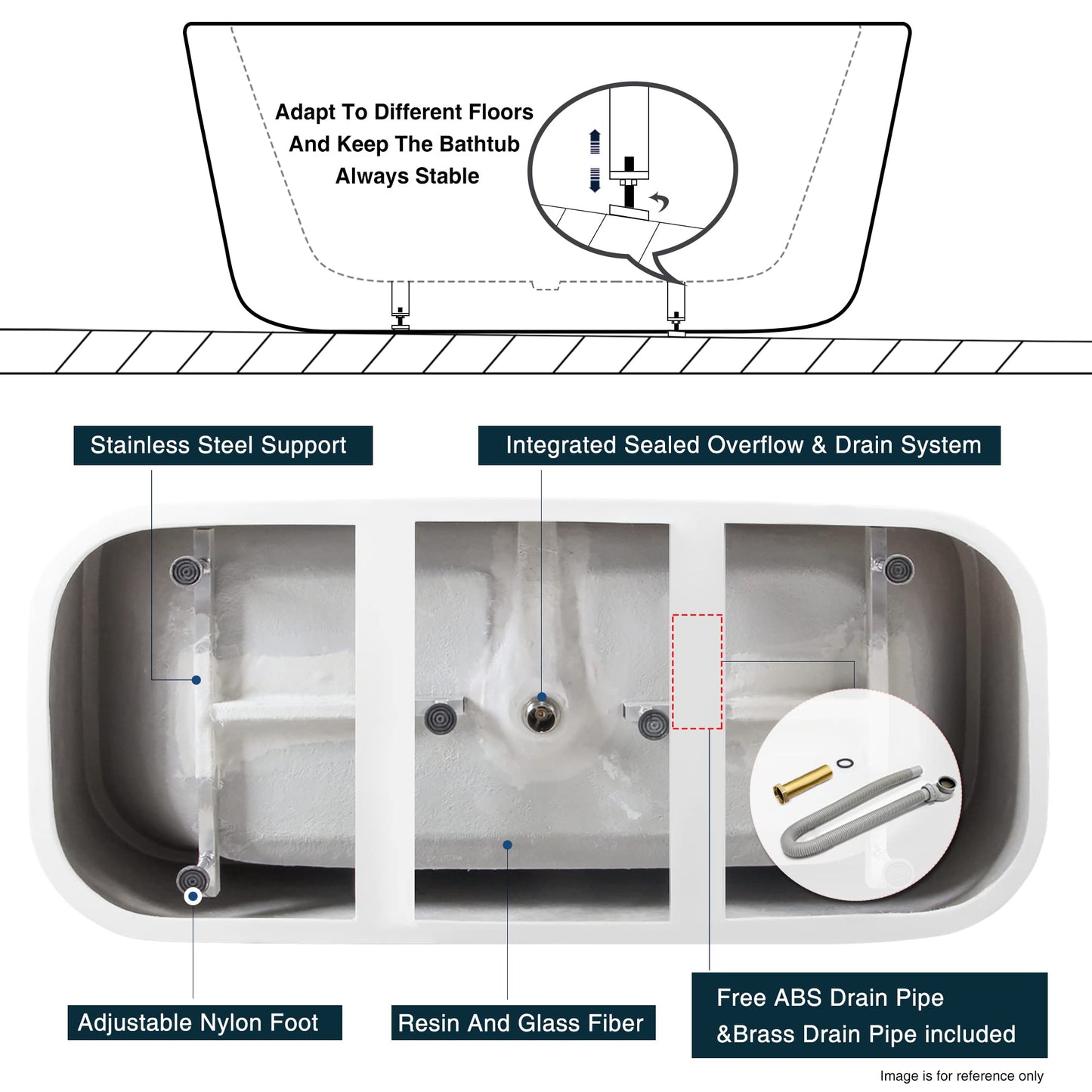 67" FerdY Maui Acrylic Tub