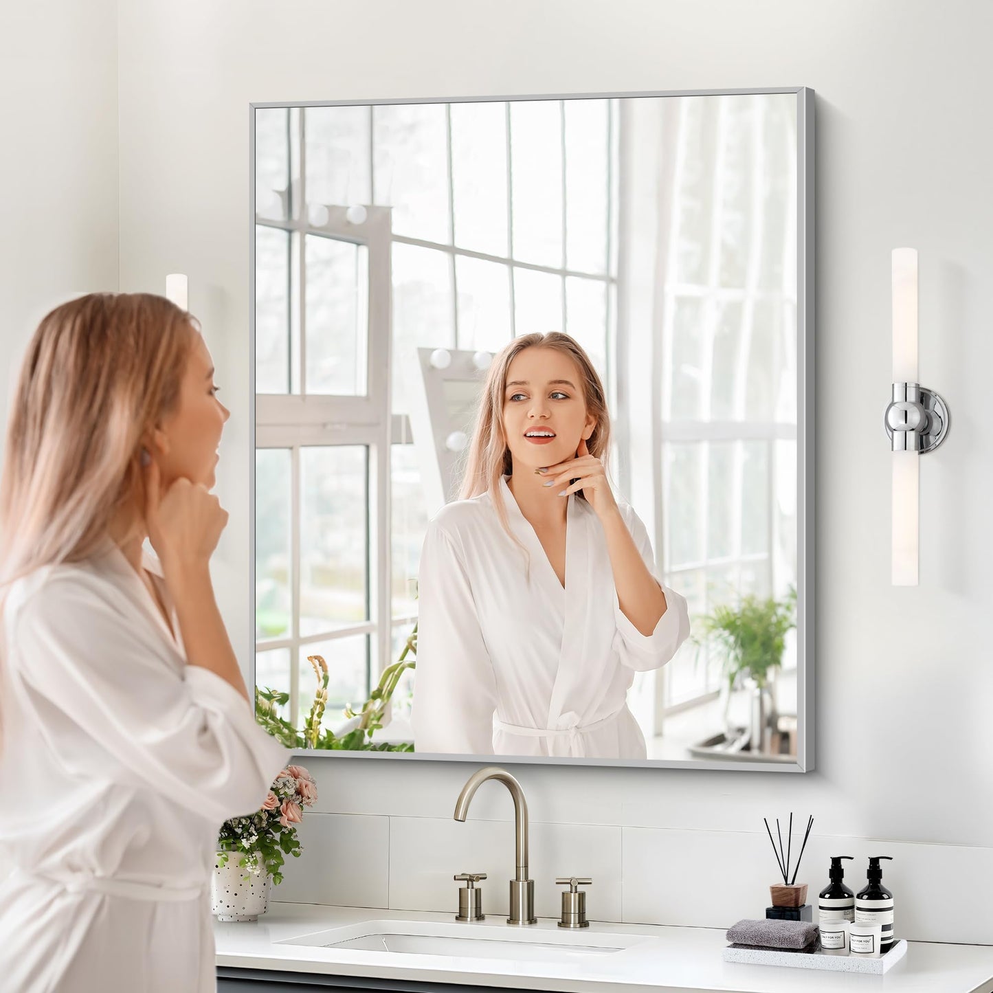 40x48 Black Bathroom Mirror