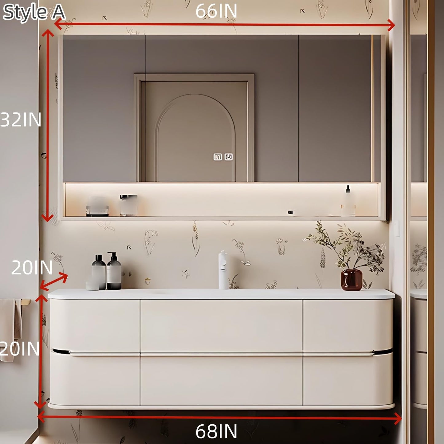58" White Bathroom Cabinet