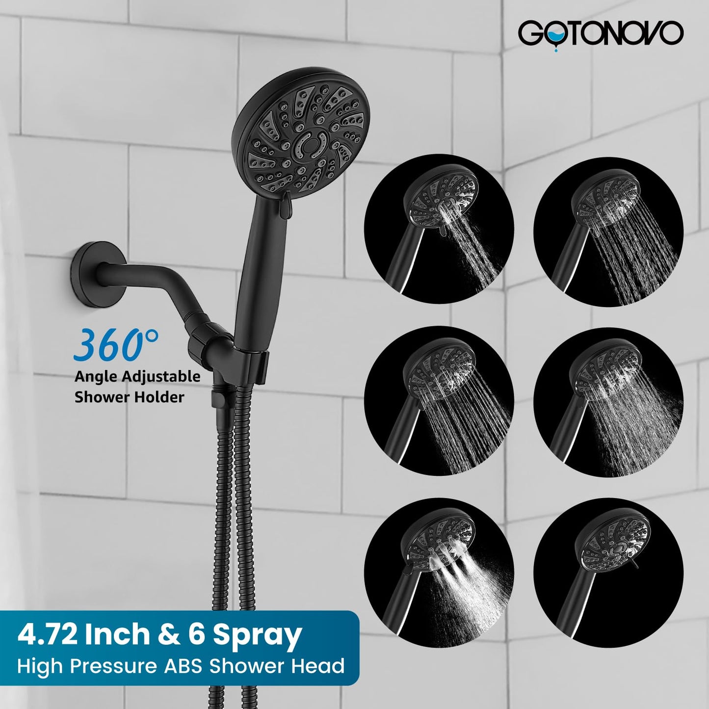 gotonovo Matte Black Shower Set