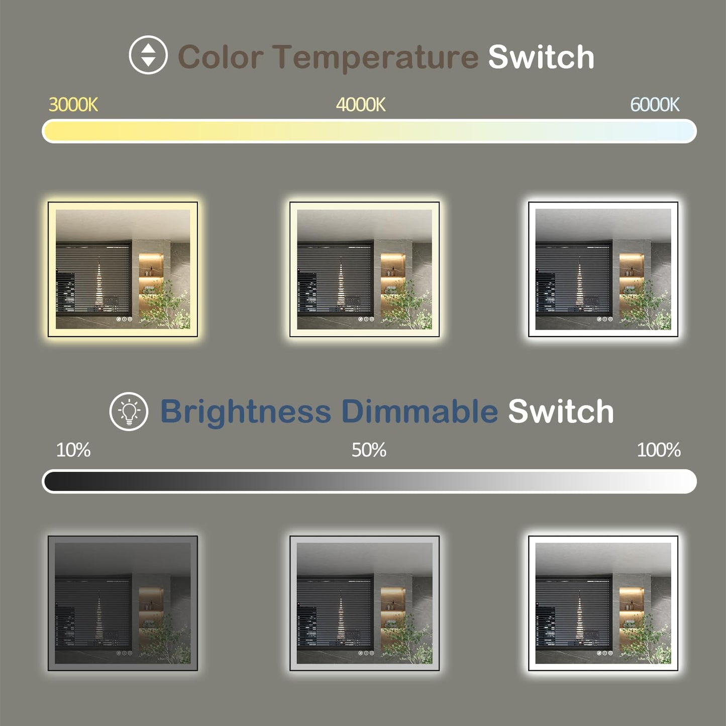 72x32 Gold LED Bathroom Mirror