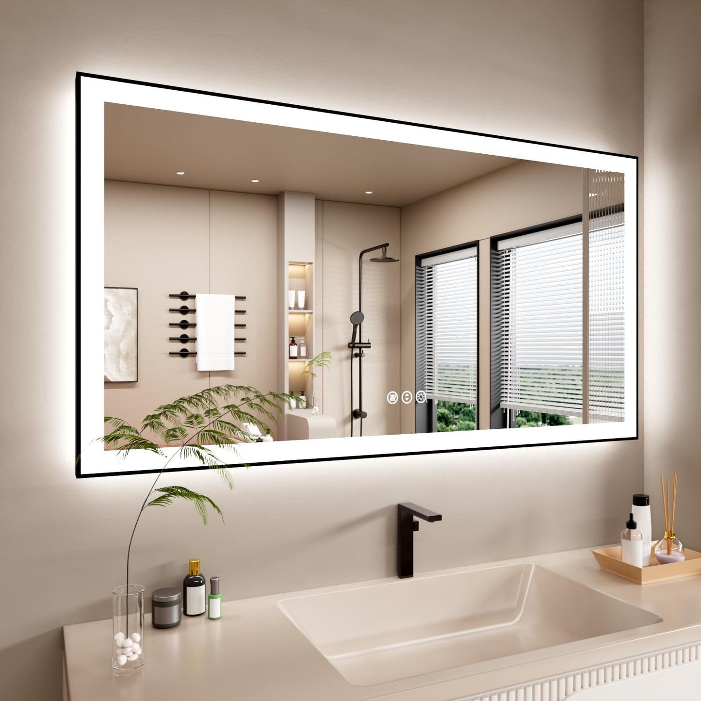 72x32 Gold LED Bathroom Mirror