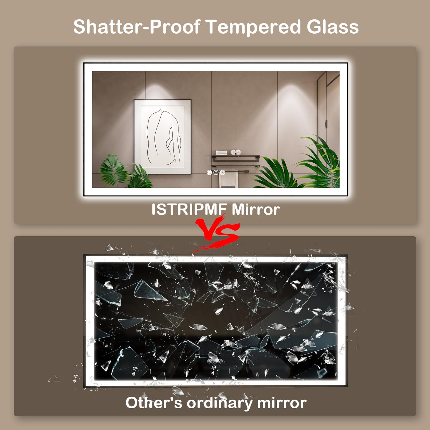 72x32 Gold LED Bathroom Mirror