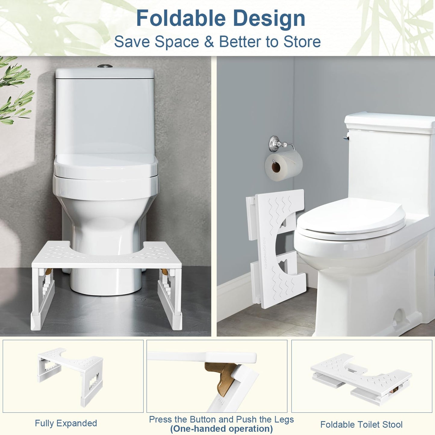 Adjustable Bamboo Toilet Stool – 7"/9"