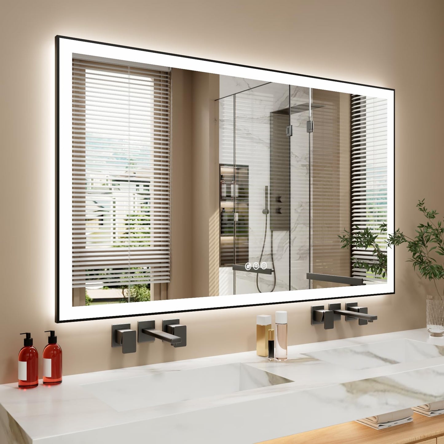 72x32 Gold LED Bathroom Mirror