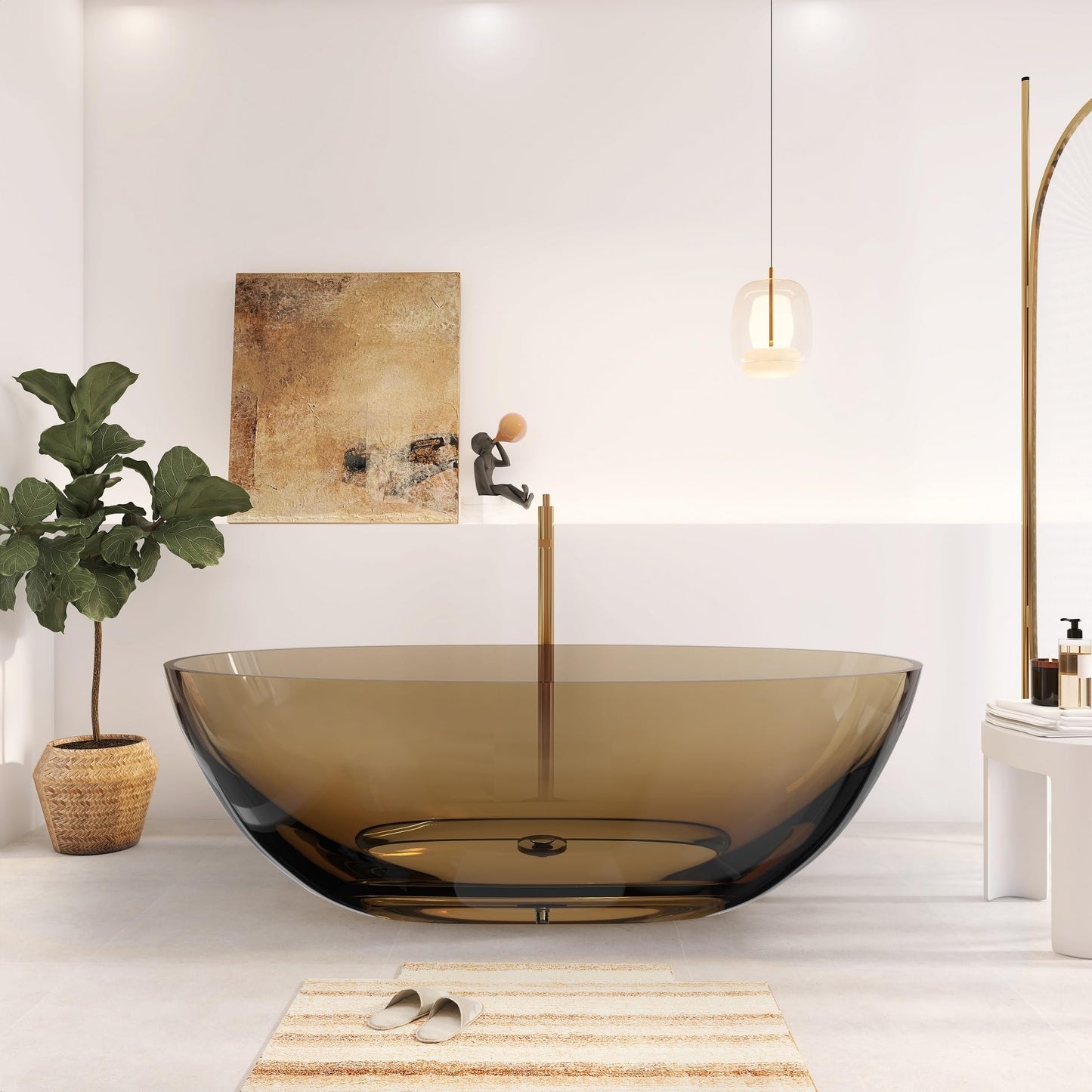 65" Solid Surface Tub - Cream