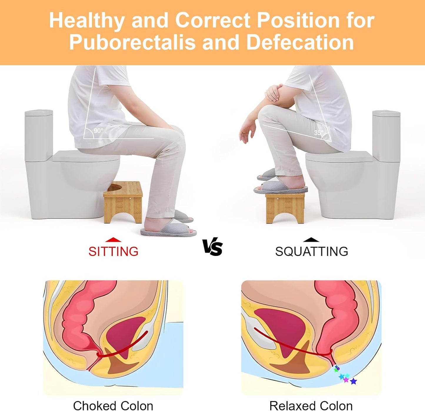 7" Bamboo Toilet Stool – Non-Slip