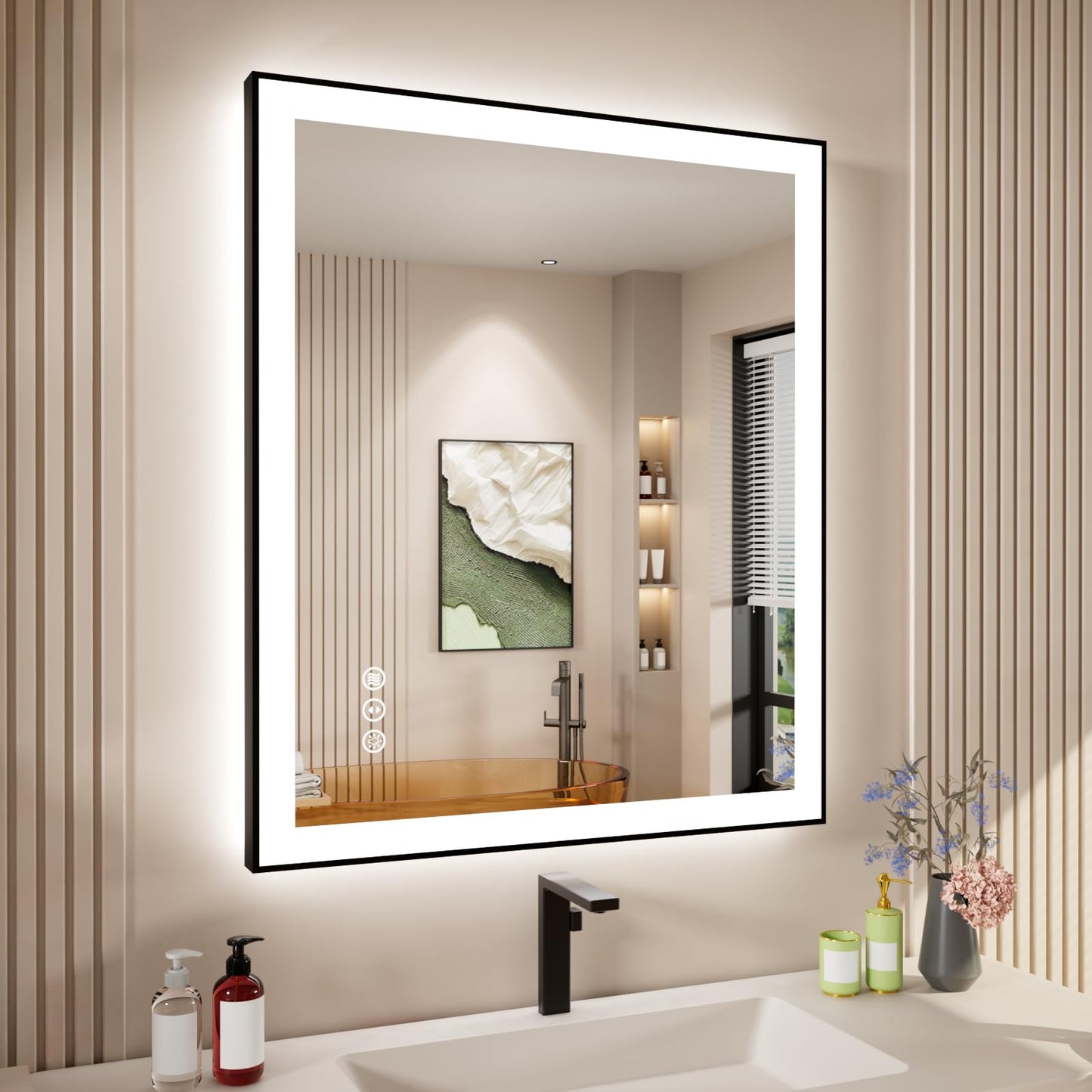 72x32 Gold LED Bathroom Mirror