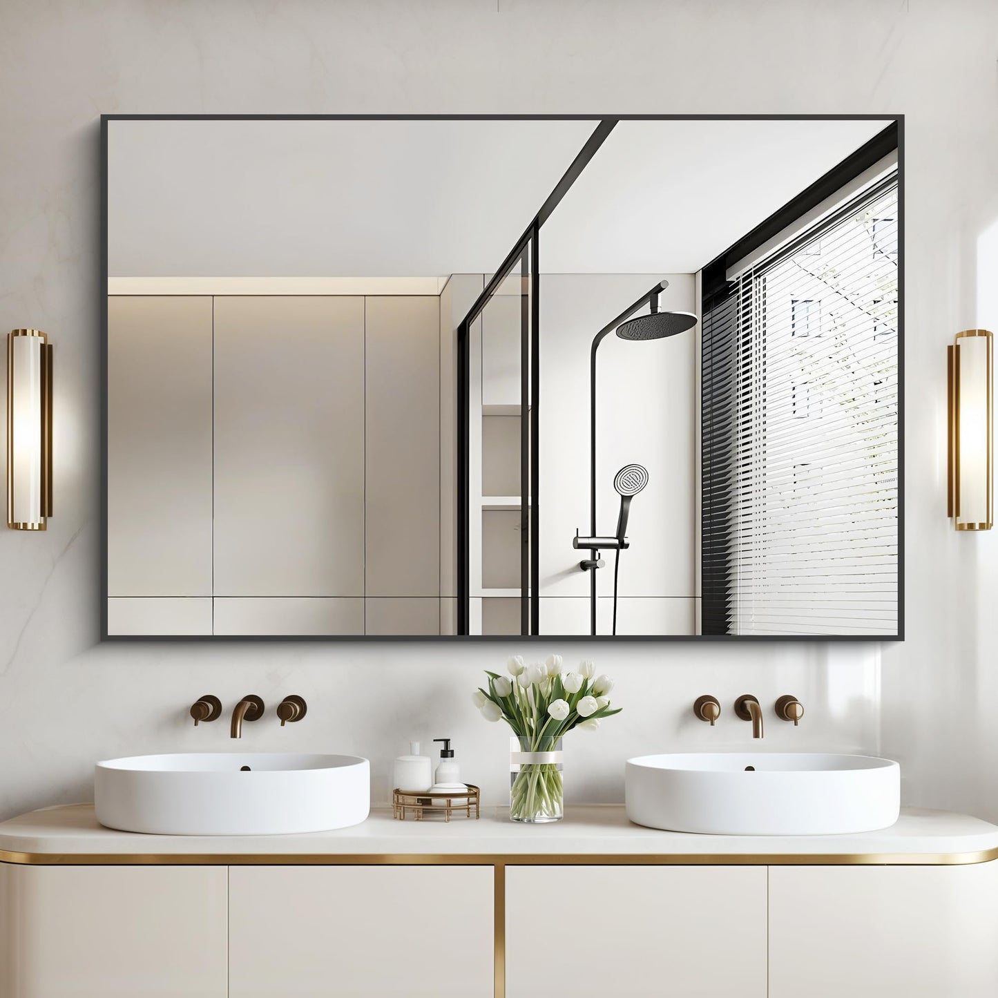 40x48 Black Bathroom Mirror