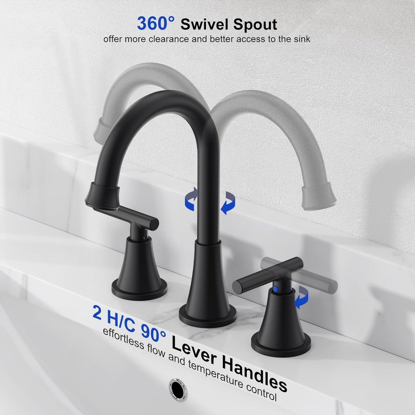 Hurran Matte Black Bathroom Faucet