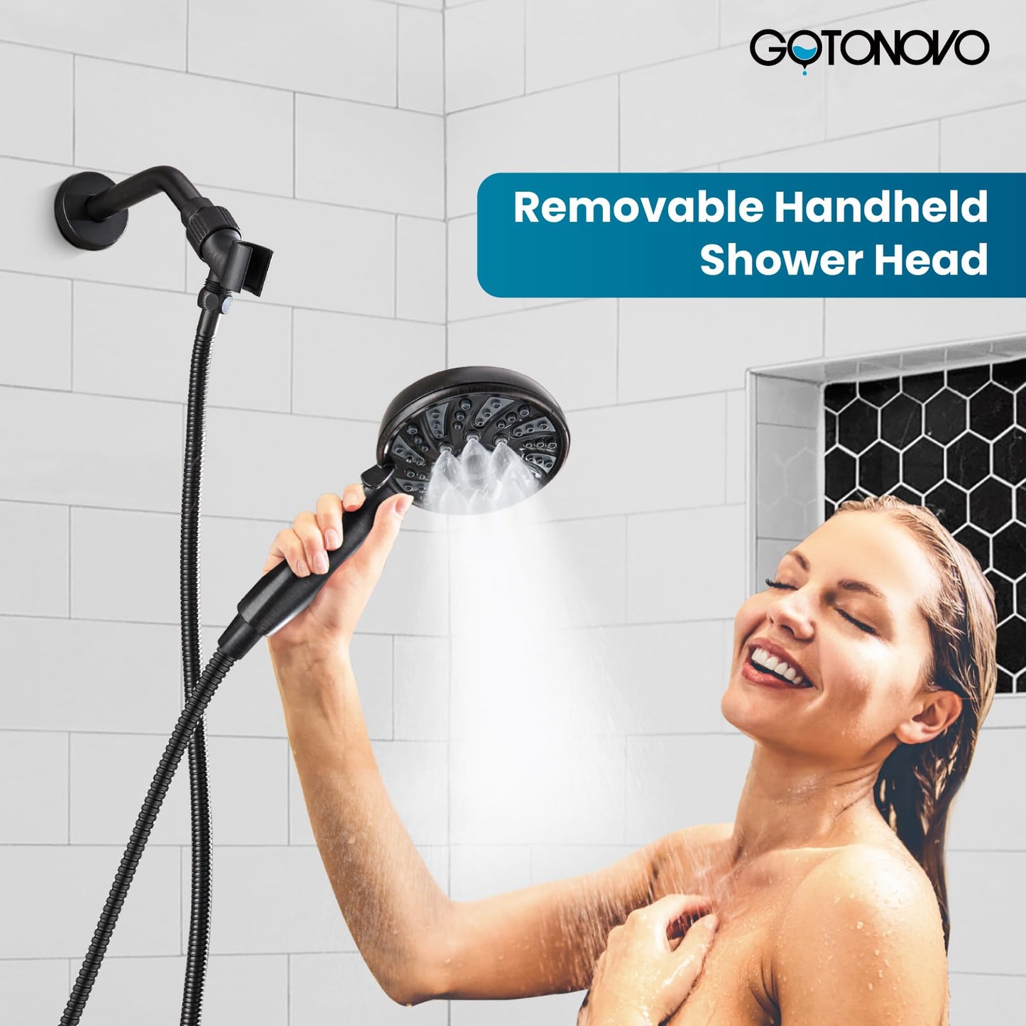 gotonovo Matte Black Shower Set