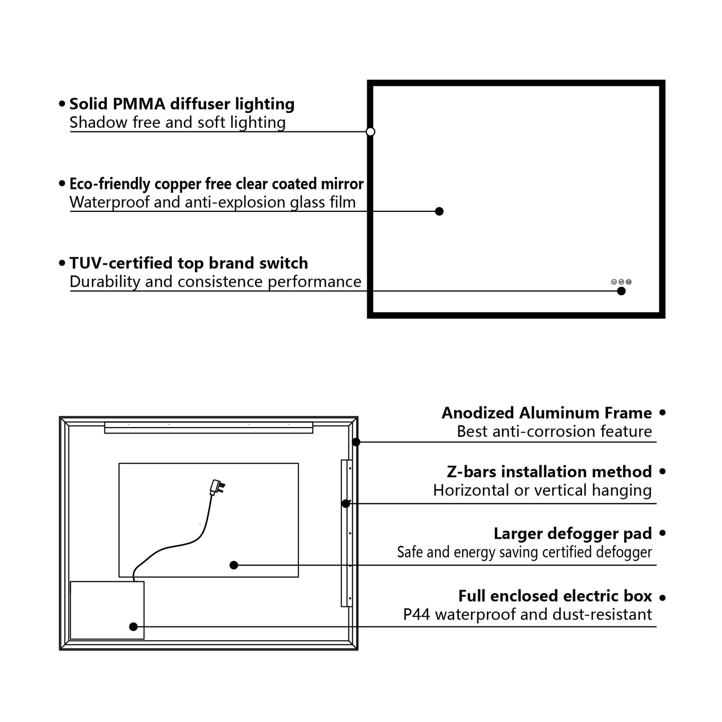 WELLFOR LED Mirror – Anti-Fog