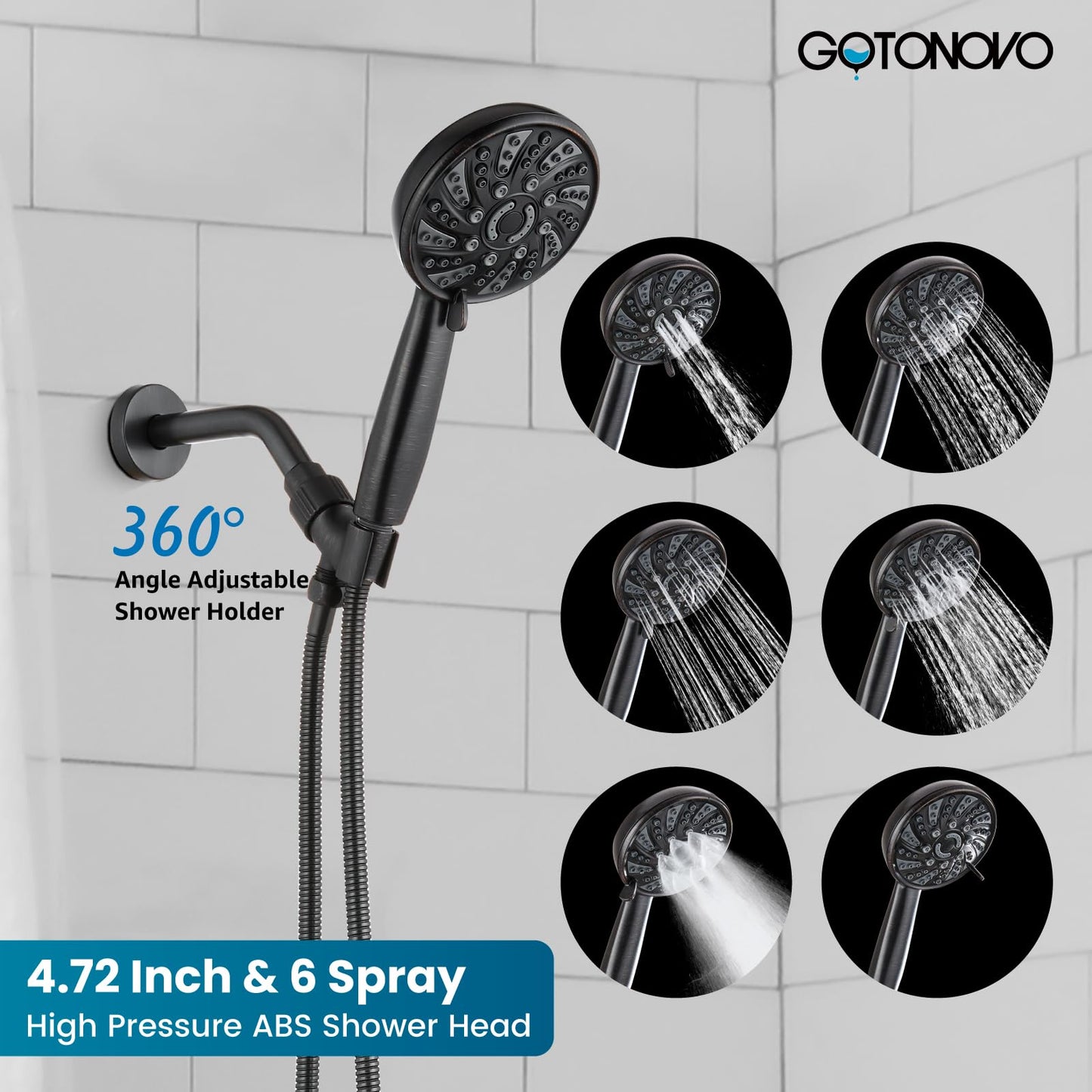 gotonovo Matte Black Shower Set