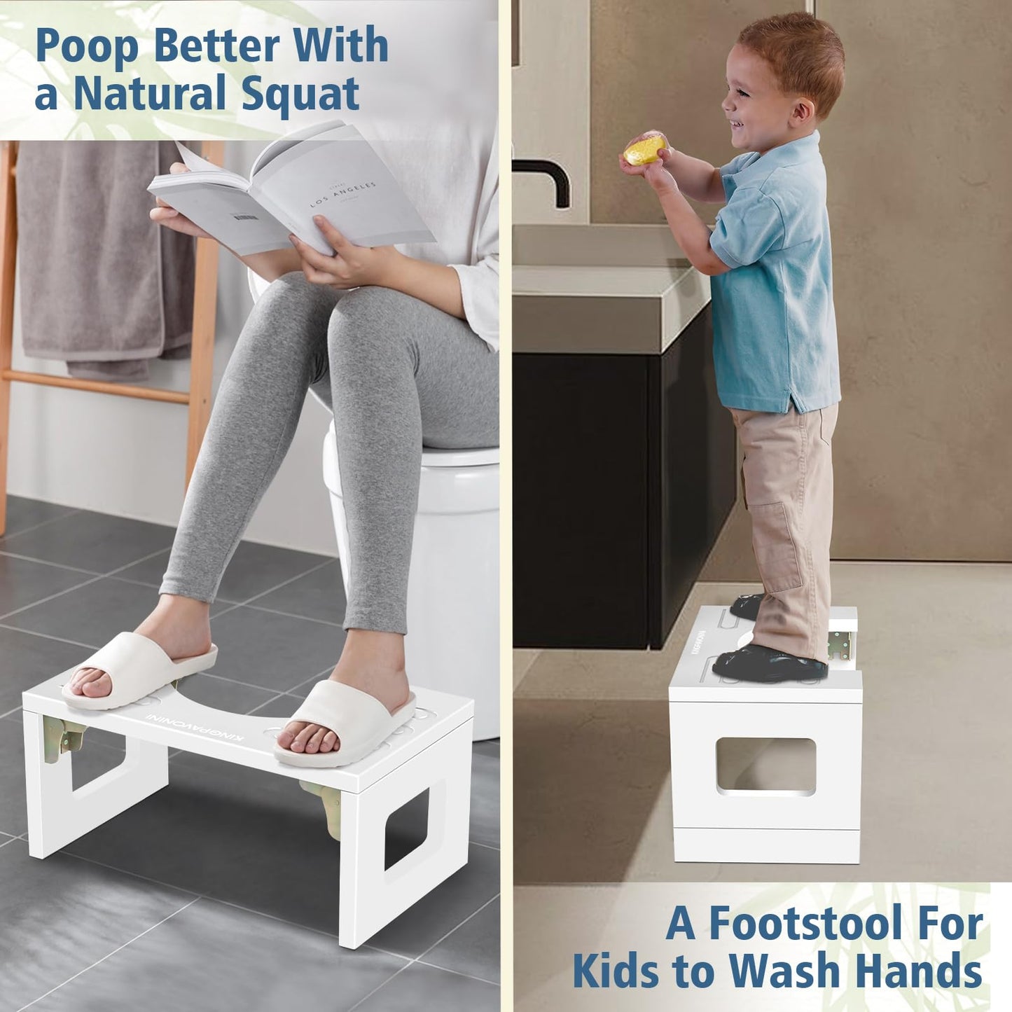Adjustable Bamboo Toilet Stool – 7"/9"
