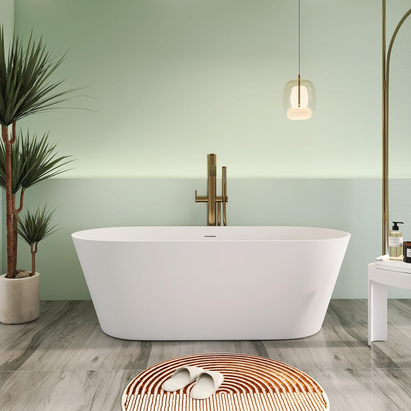 65" Solid Surface Tub - Cream