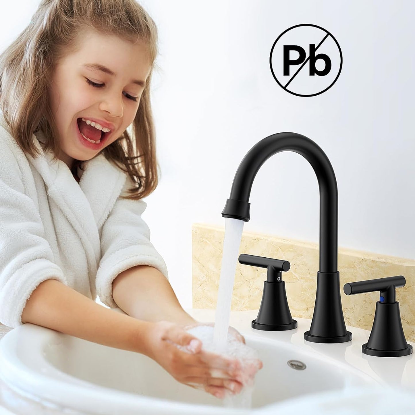 Hurran Matte Black Bathroom Faucet