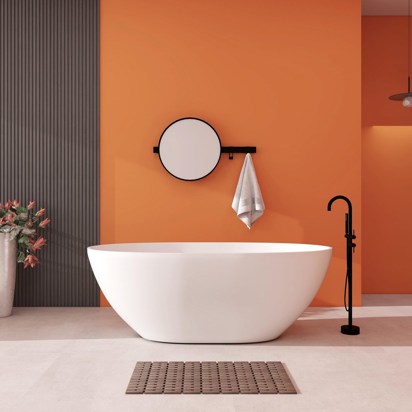 65" Solid Surface Tub - Cream