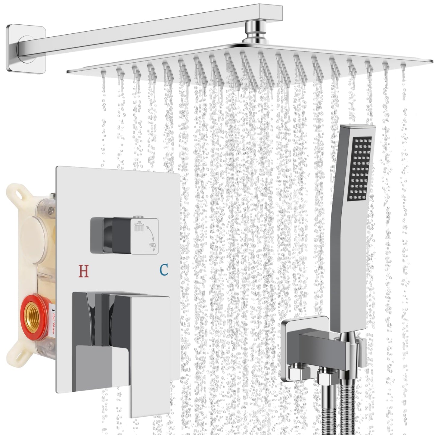 Black Shower Faucet Set - 10"