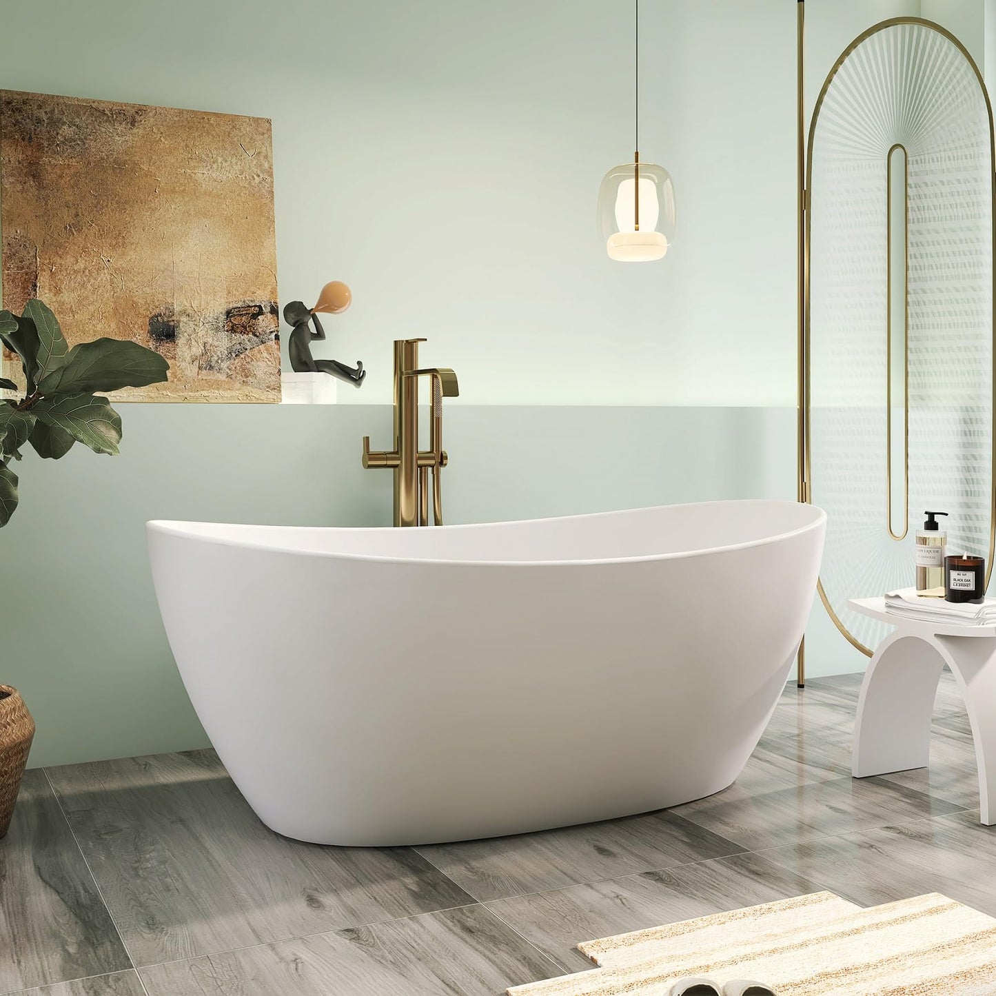 65" Solid Surface Tub - Cream