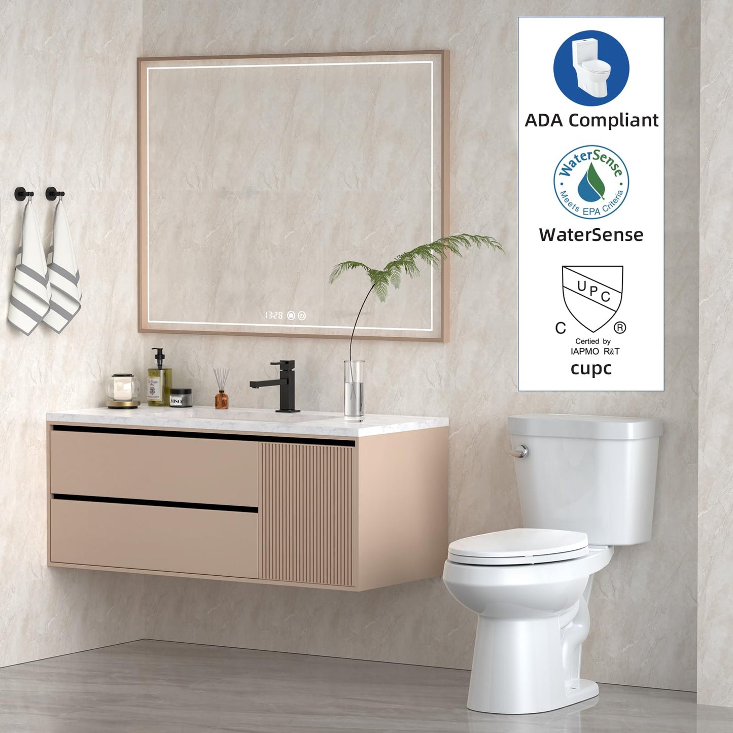 21" ADA Toilet – Dual Flush, White