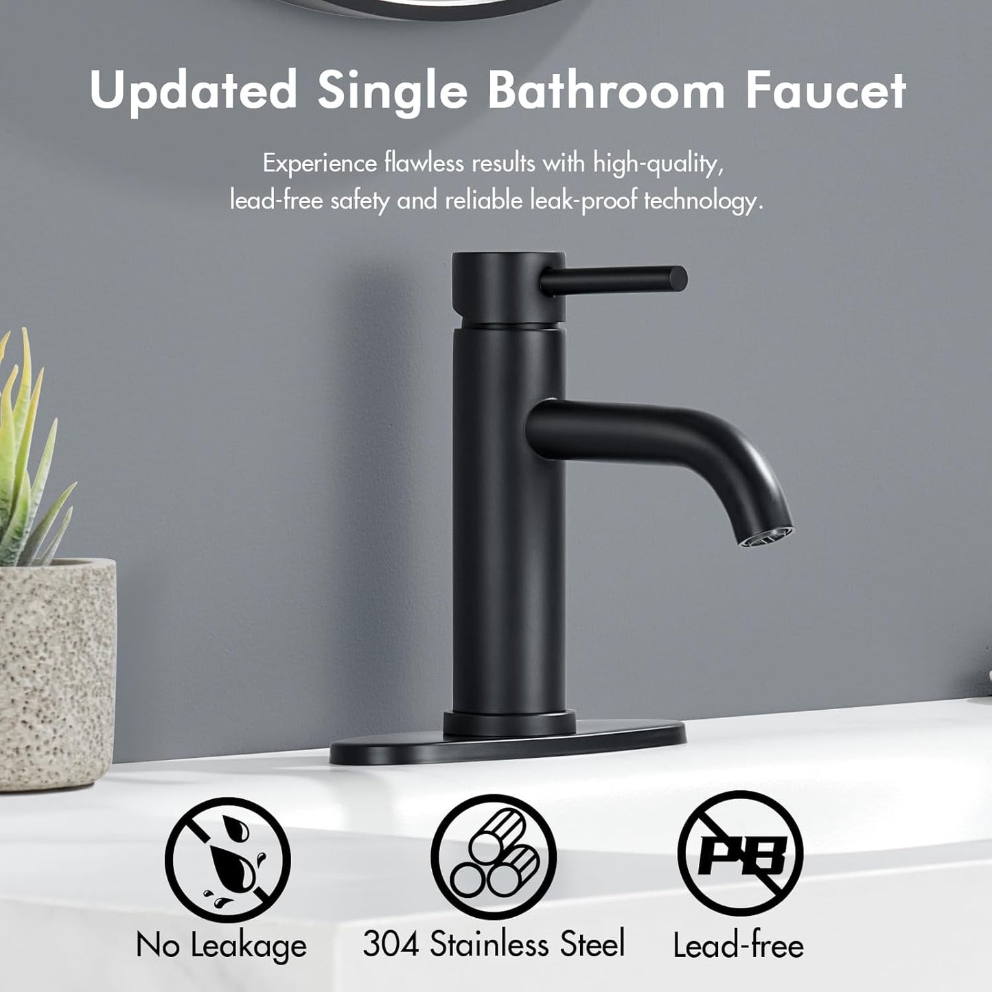 WINKEAR Black Bathroom Faucet