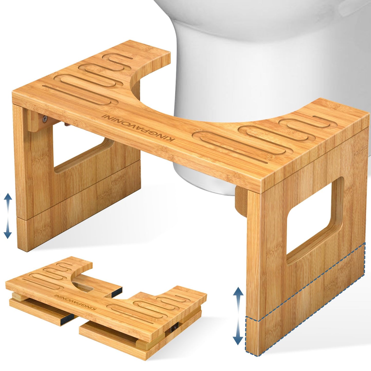 Adjustable Bamboo Toilet Stool – 7"/9"
