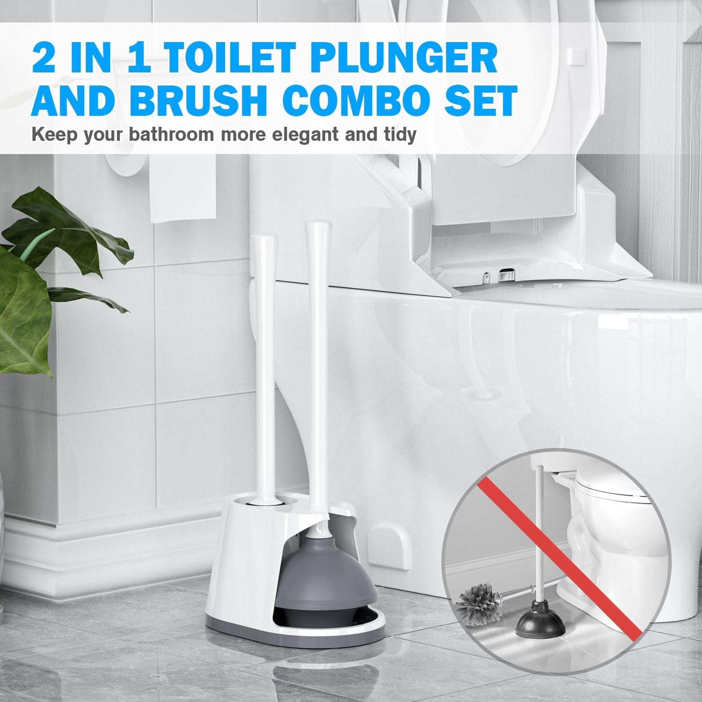 Toilet Cleaner Set – White & Grey