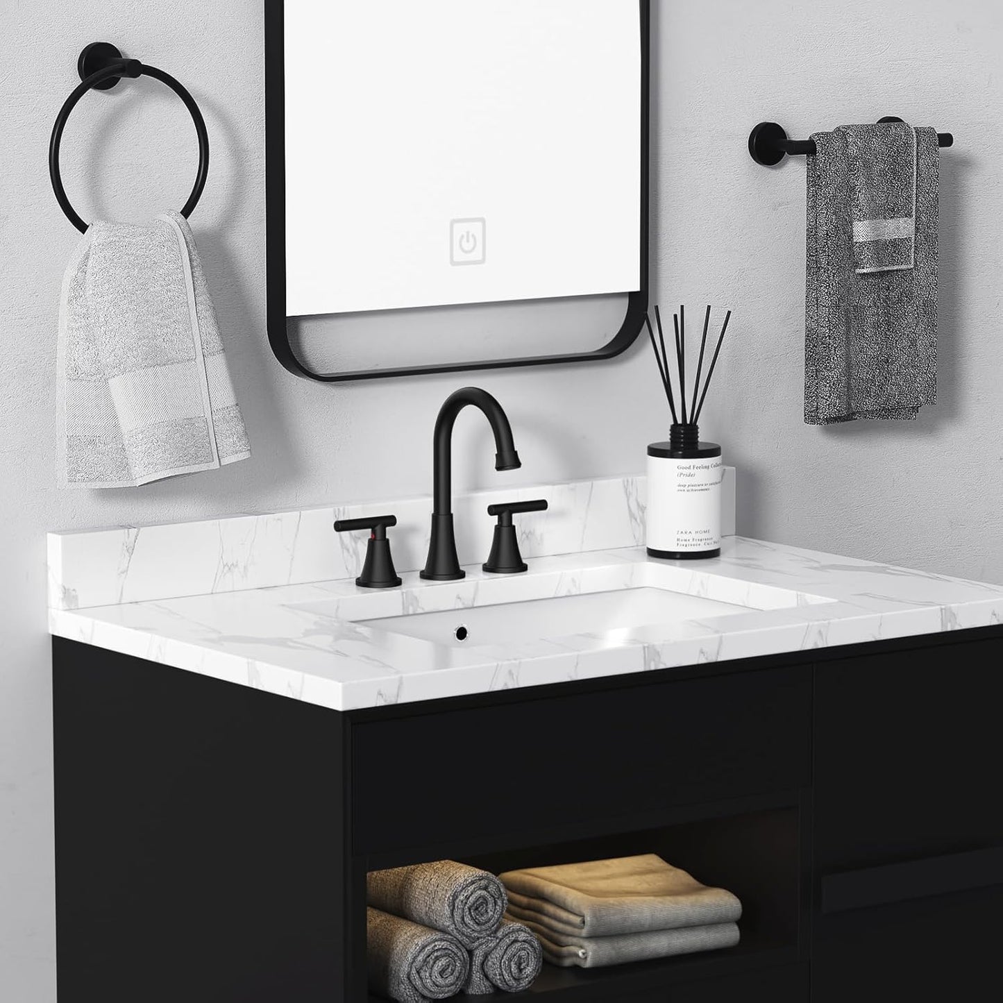 Hurran Matte Black Bathroom Faucet