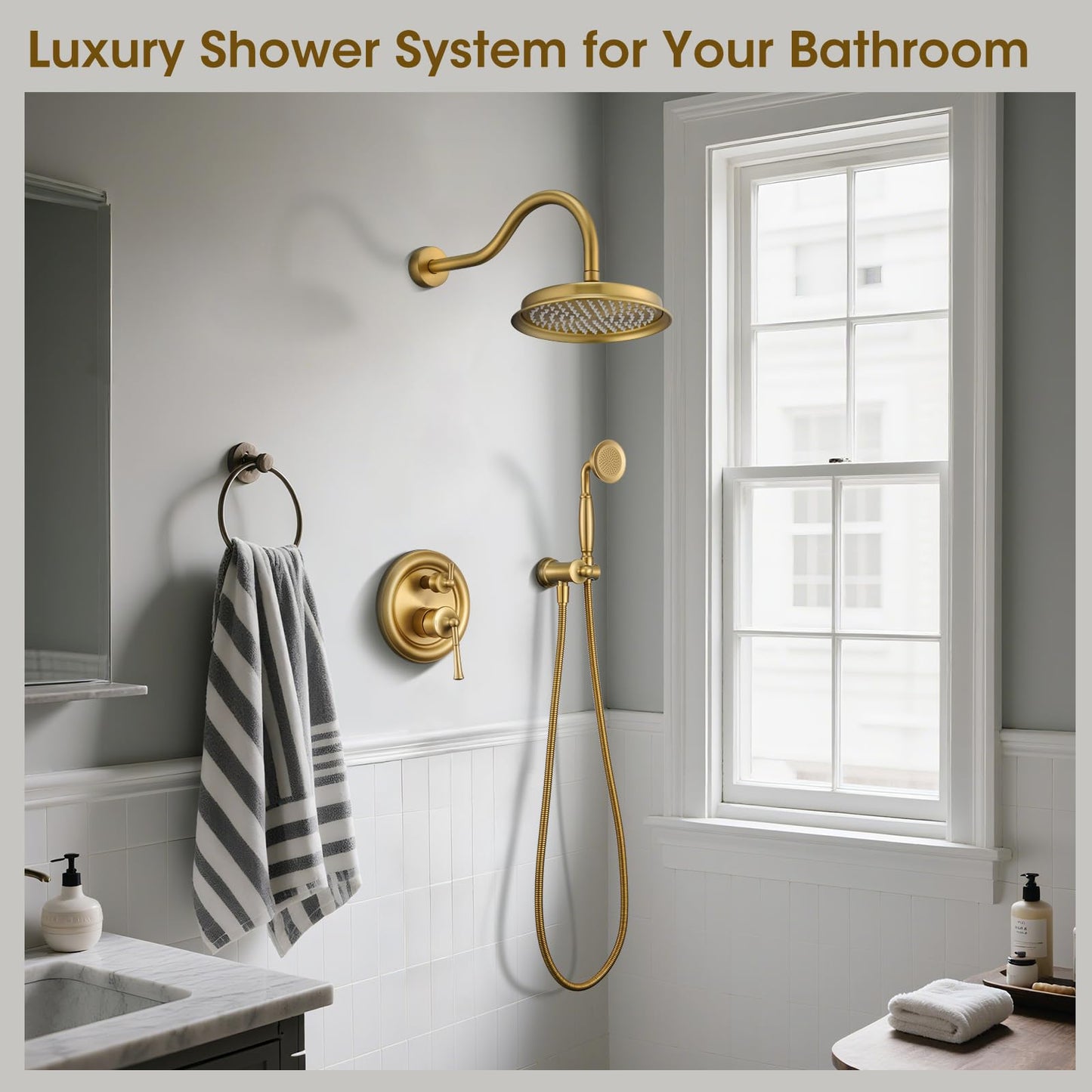 Rain Shower System – Brushed Gold