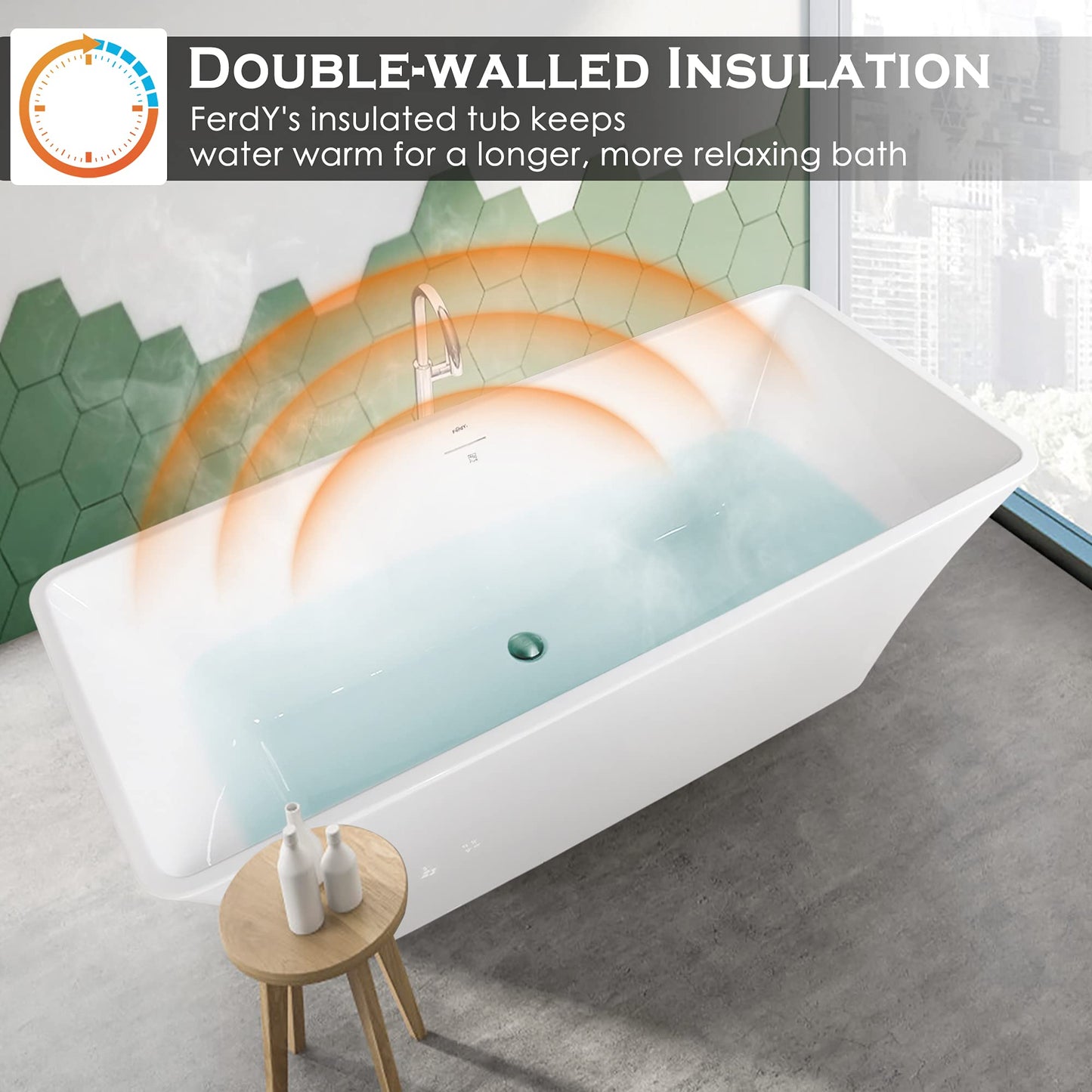 67" FerdY Maui Acrylic Tub