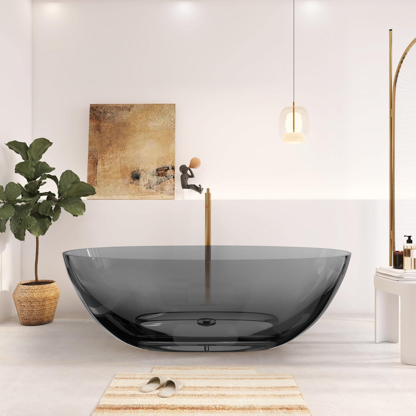 65" Solid Surface Tub - Cream