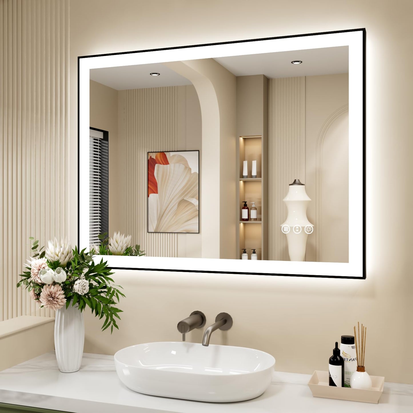 72x32 Gold LED Bathroom Mirror