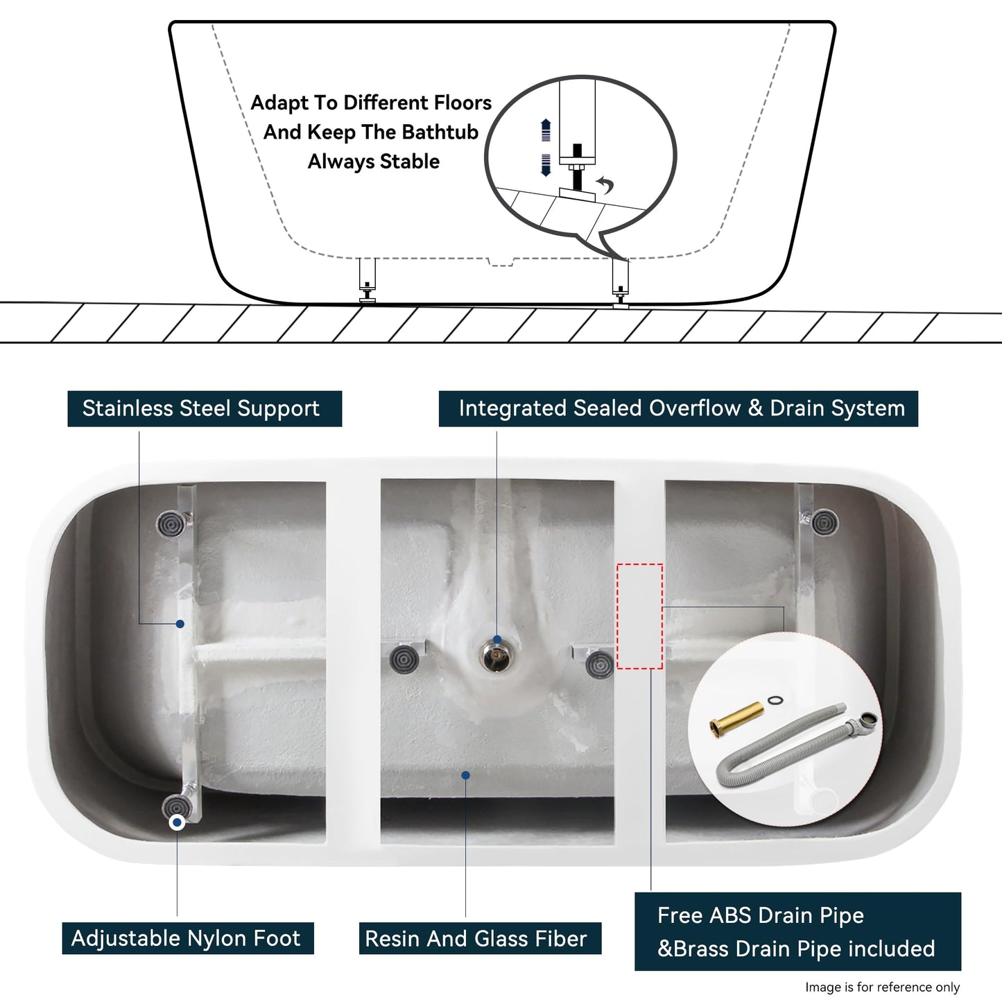 67" FerdY Maui Acrylic Tub