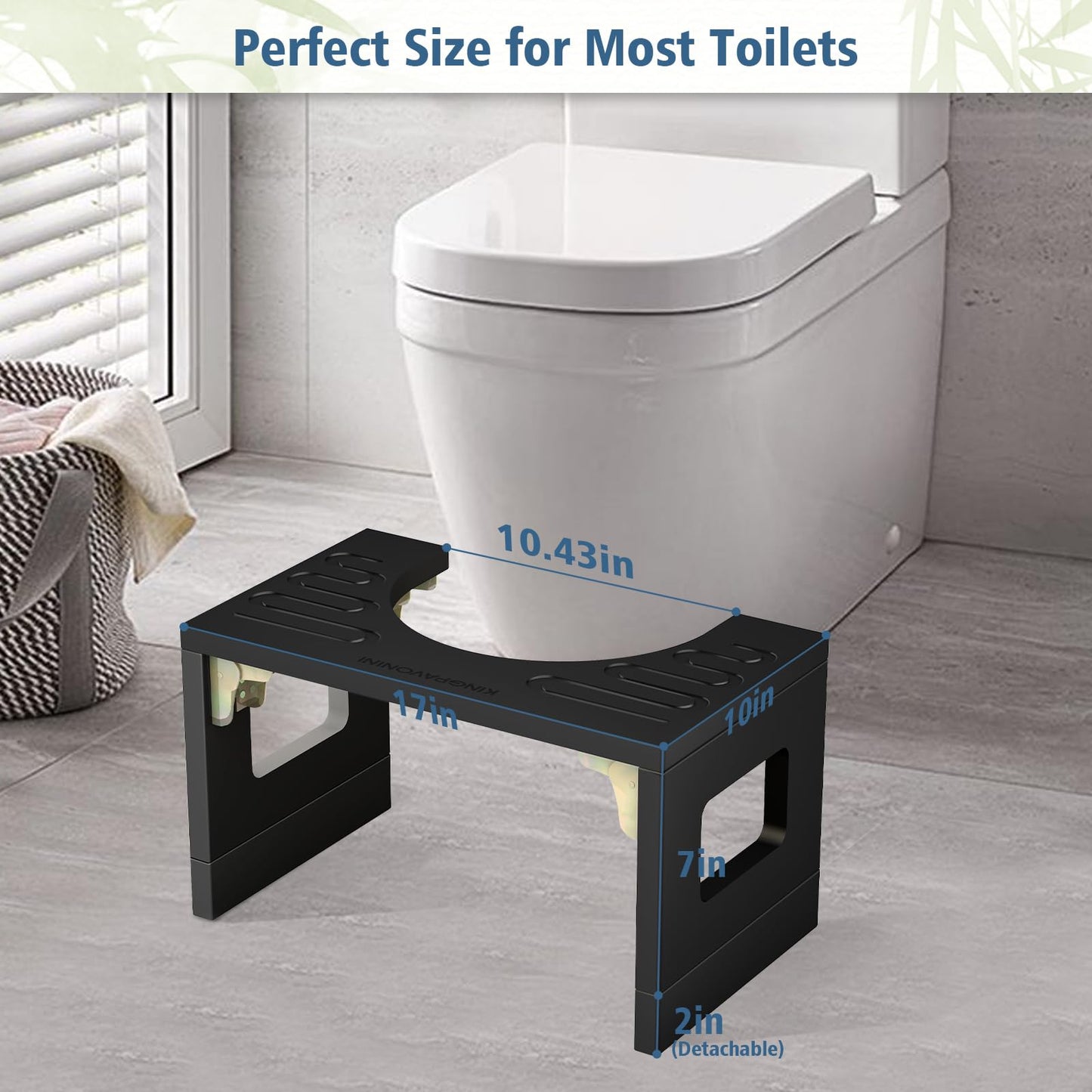 Adjustable Bamboo Toilet Stool – 7"/9"