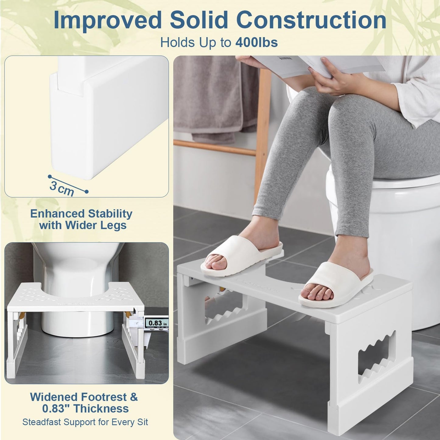 Adjustable Bamboo Toilet Stool – 7"/9"