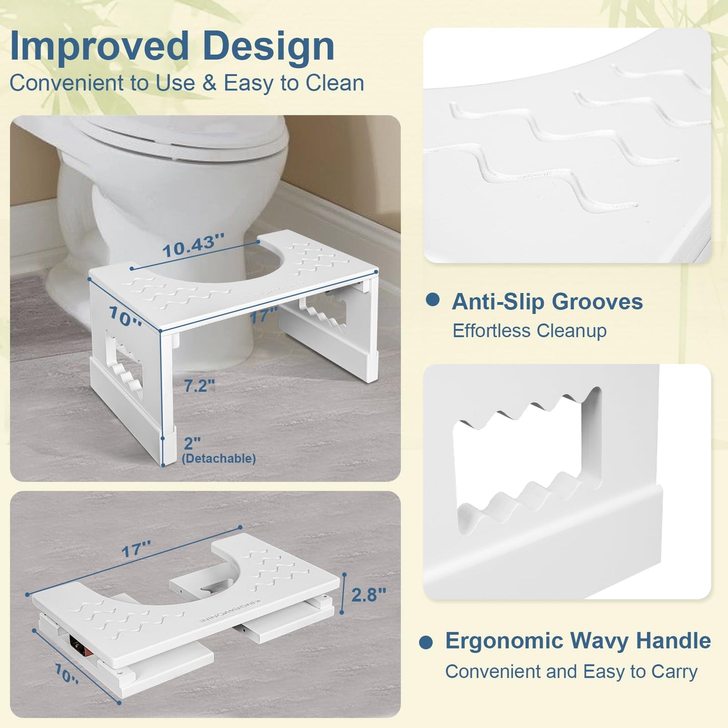 Adjustable Bamboo Toilet Stool – 7"/9"