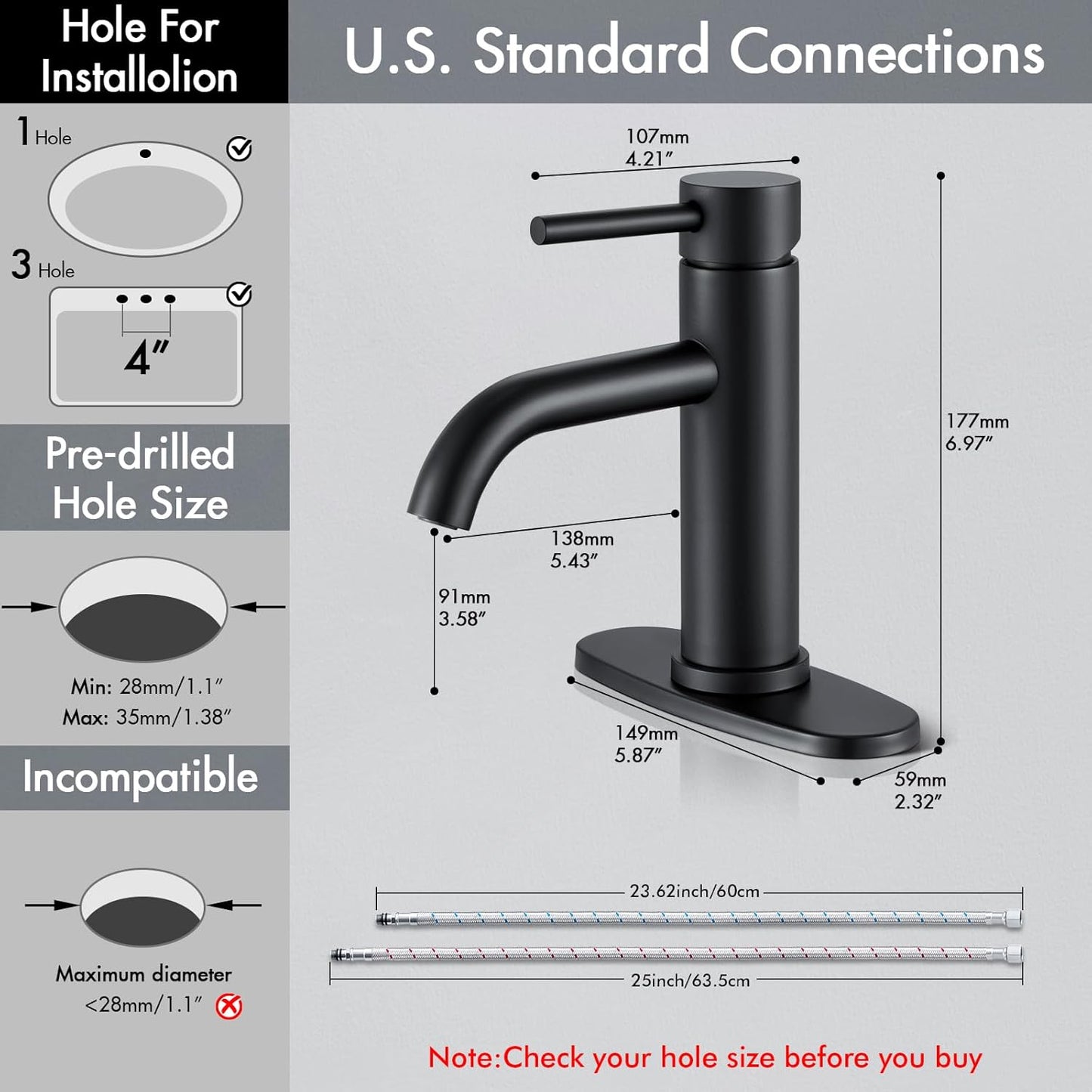 WINKEAR Black Bathroom Faucet