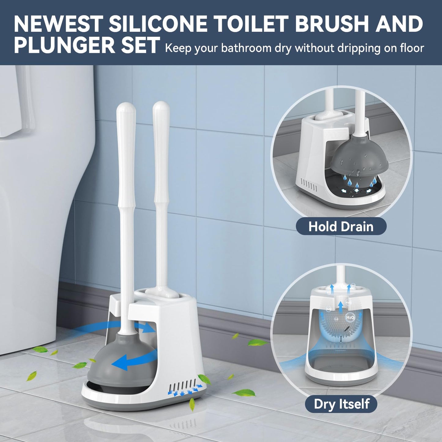 Toilet Brush & Plunger Set – White