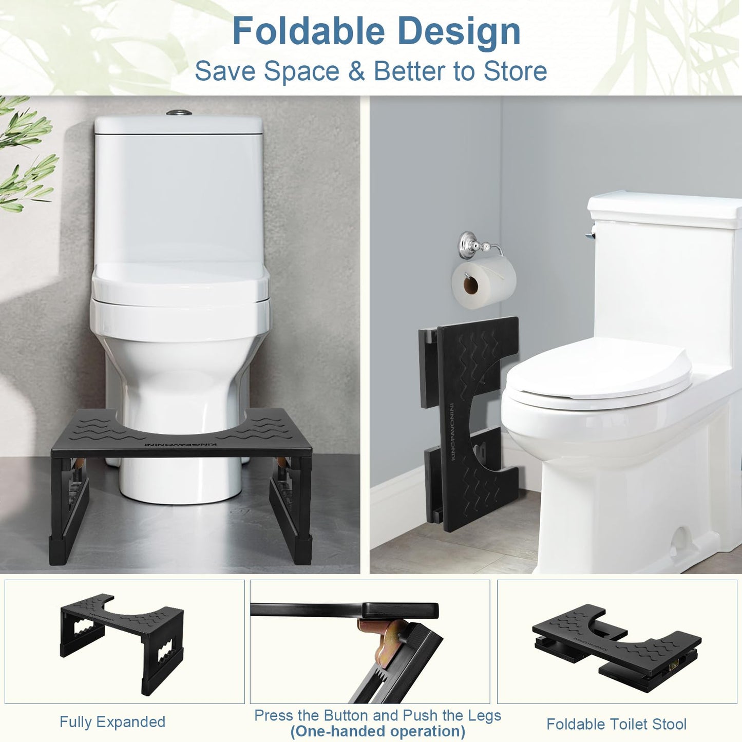 Adjustable Bamboo Toilet Stool – 7"/9"