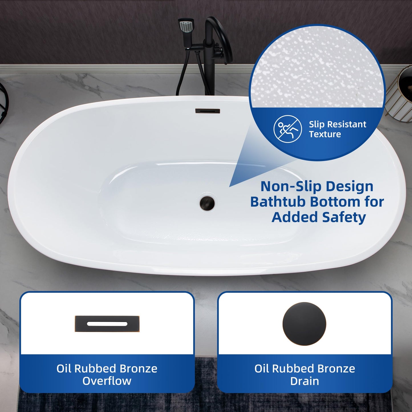 59" WOODBRIDGE Tub - White